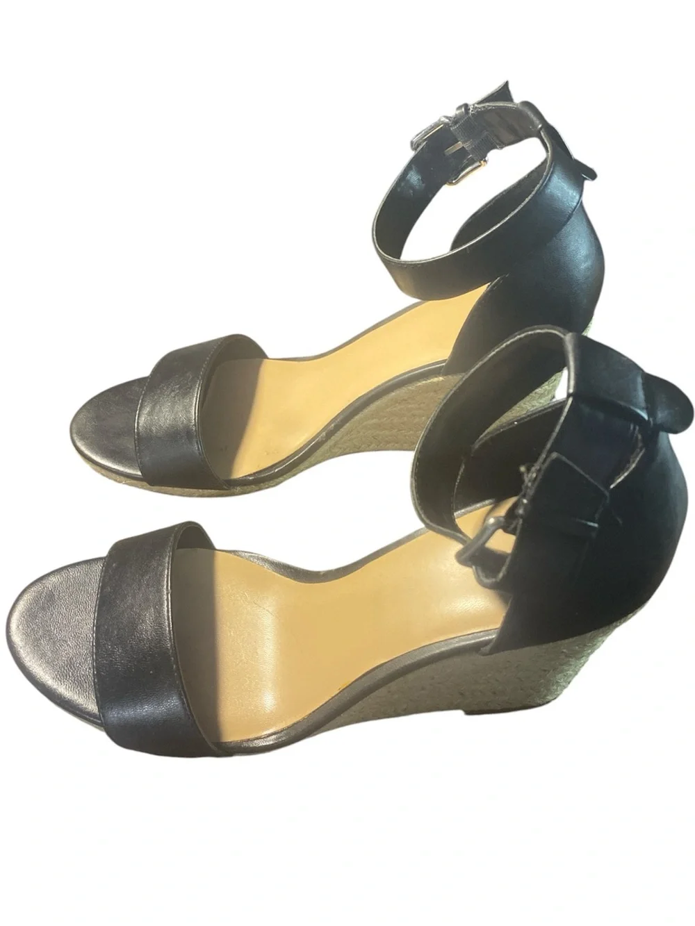 ANewDay Black Ankle-Strap Wedge Sandals sz 11